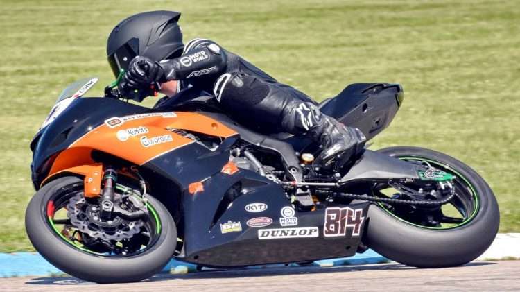 3.	At Atlantic Motorsport Park, Nova Scotia, while things were still proceeding smoothly:  Connor Campbell takes his B&T MacFarlane Kawasaki ZX-6R Ninja up the hill into turn 11 during round three CSBK National practice at Shubenacadie. CREDIT Colin Fraser / CSBK